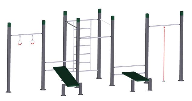 pull up bars,bench,rope& rings